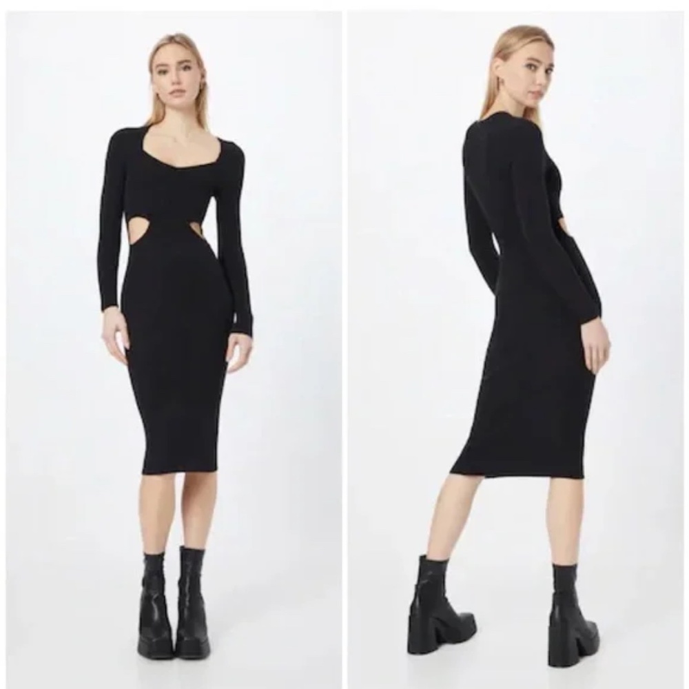 NWT Abercrombie & Fitch Long-Sleeve Cutout Midi Sweater Dress LT